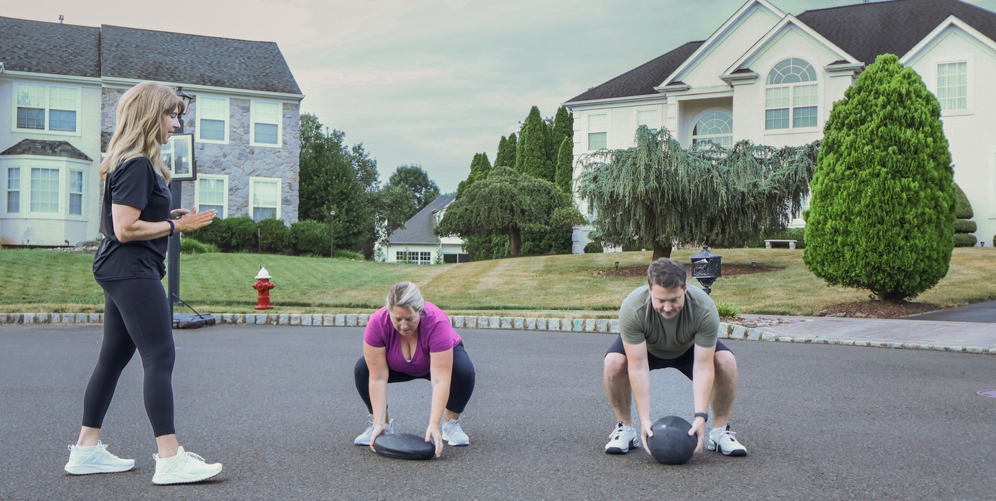 In-home medicine ball training session in Bucks County PA