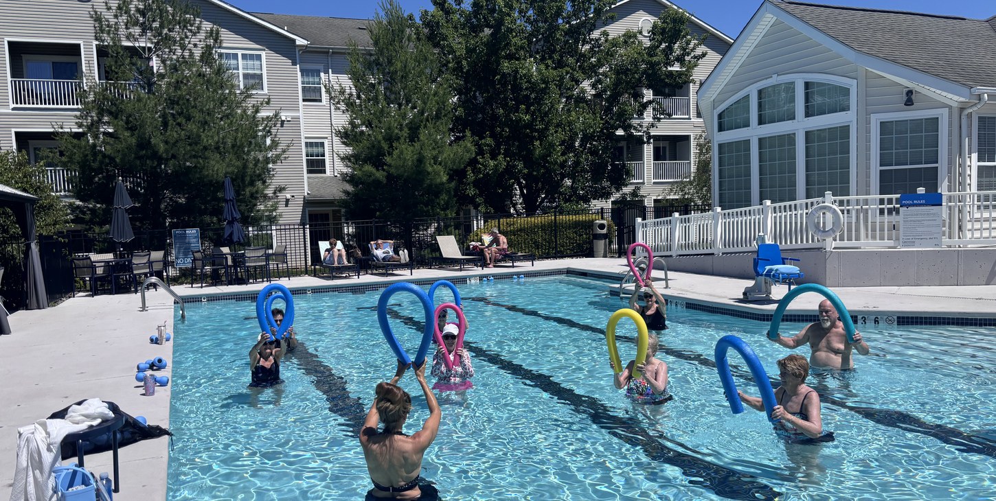 Senior water aerobics class in Bucks County PA